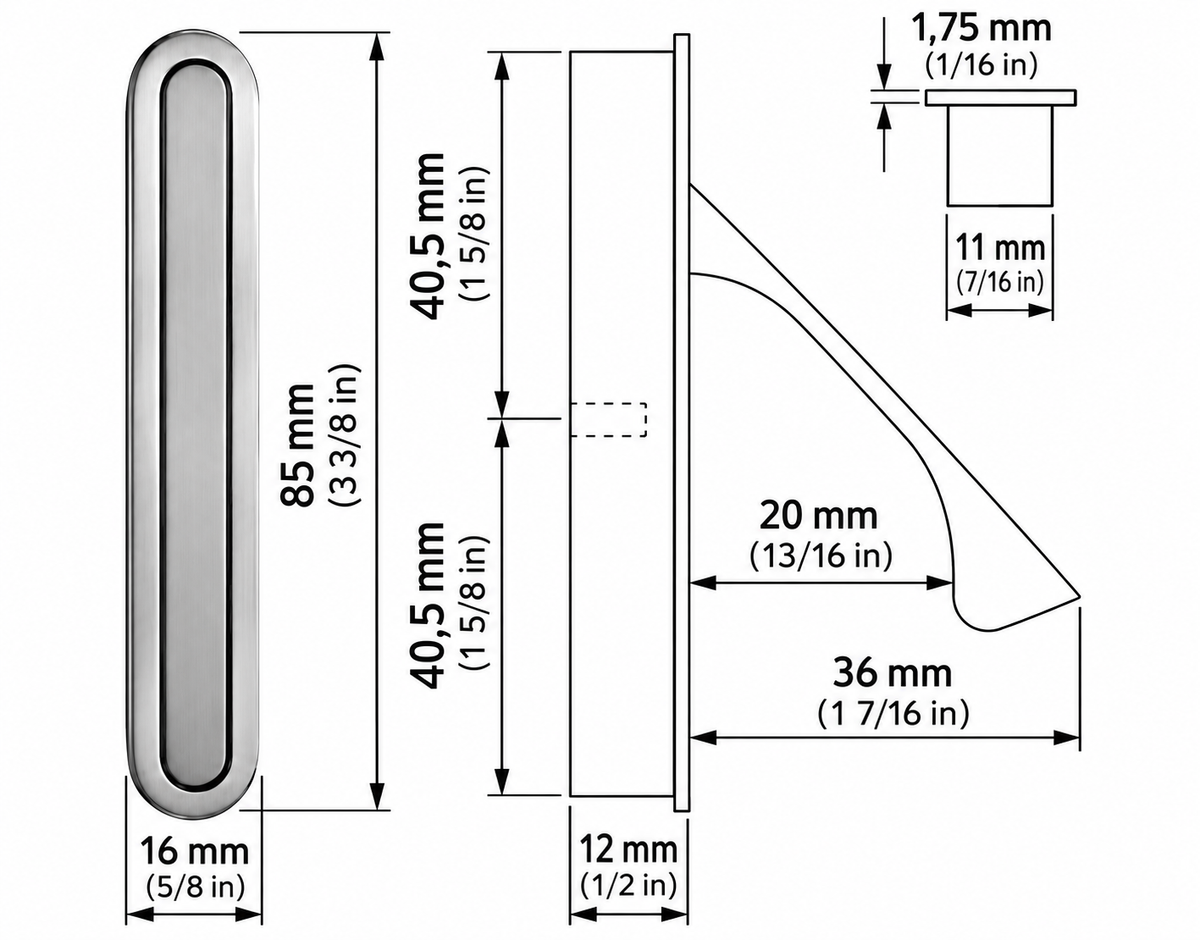 Pull handle for Pocket door