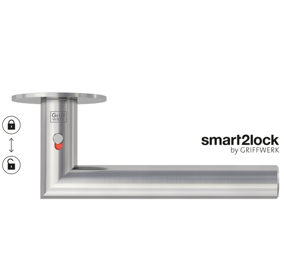 Smart door handle with lock mechanism on a white background, featuring the brand 'smart2lock by GRIFFWERK'.