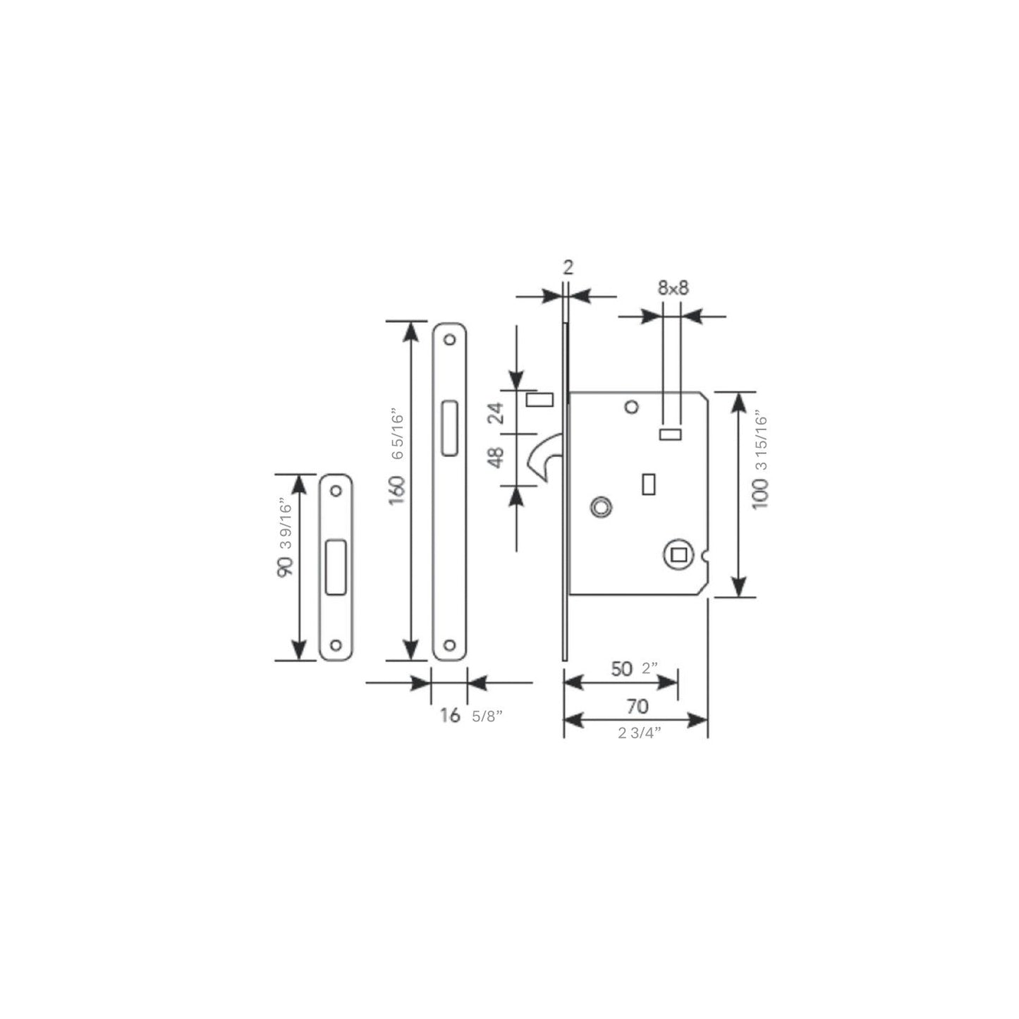 Pocket door lock set