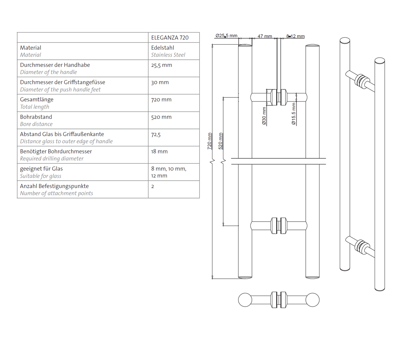 GRIP ROD ELEGANZA - 28 3/8"