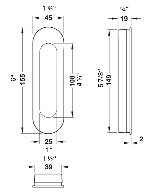 Pocket door shell - 1 pair, round