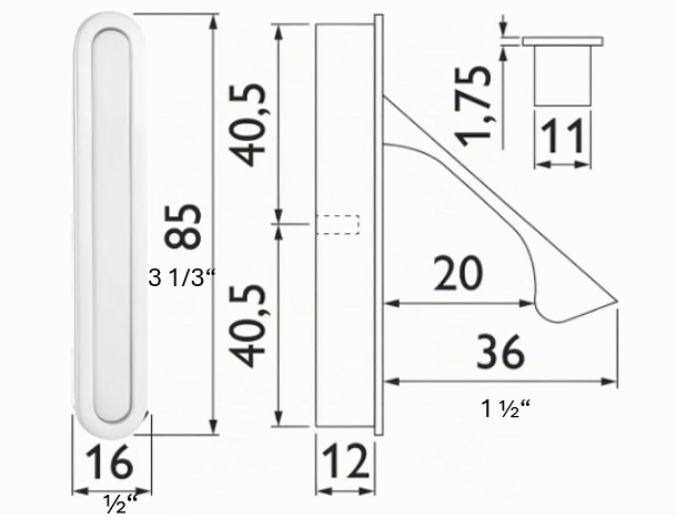 Pull handle for Pocket door