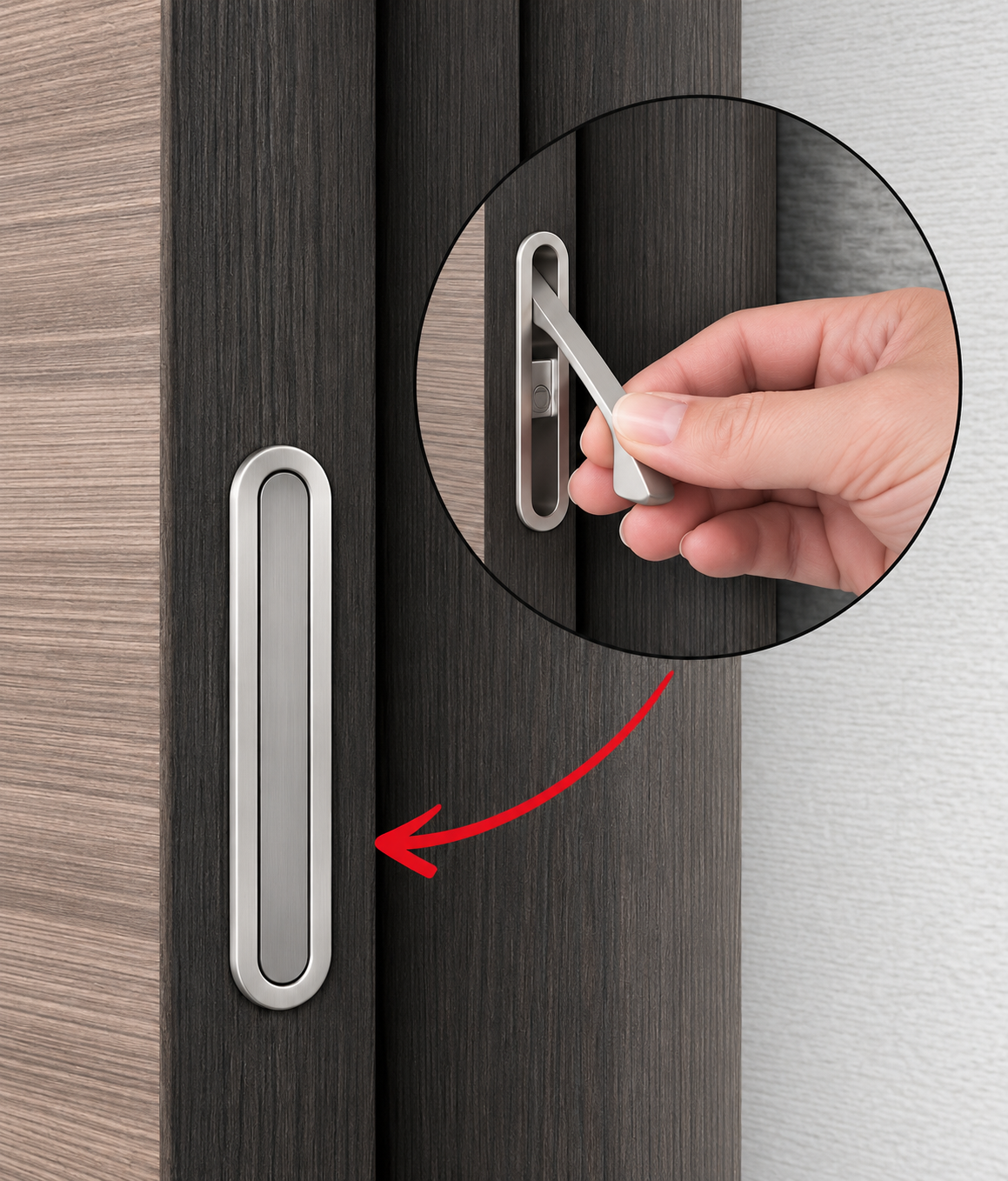 Pull handle for Pocket door